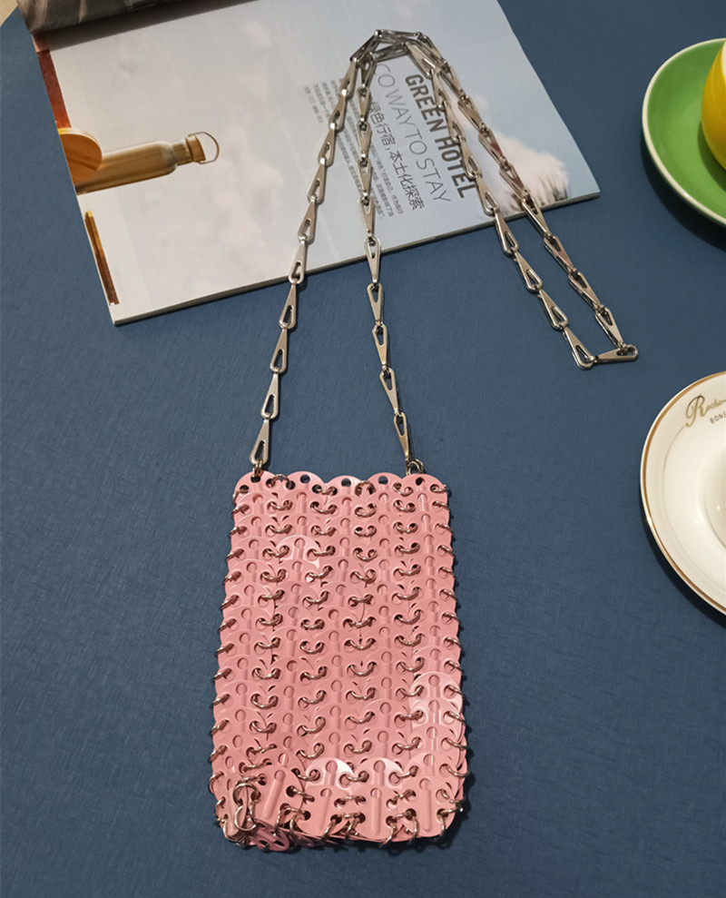 Frauen Taschen Silber Metall Pailletten Kette Gewebte Tasche Hohl Abend Taschen Kupplung Weibliche Reise Schulter Tasche Handtasche: Silber