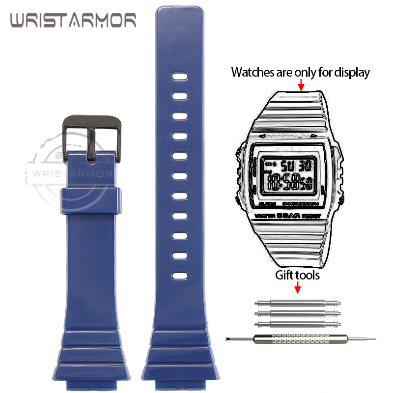 Harz-Uhrenarmband für Casio W-215H W215H W-217H F105W F108WH Uhrenarmband Ersatzarmband 18 mm Gummiarmband: rot Schwarz