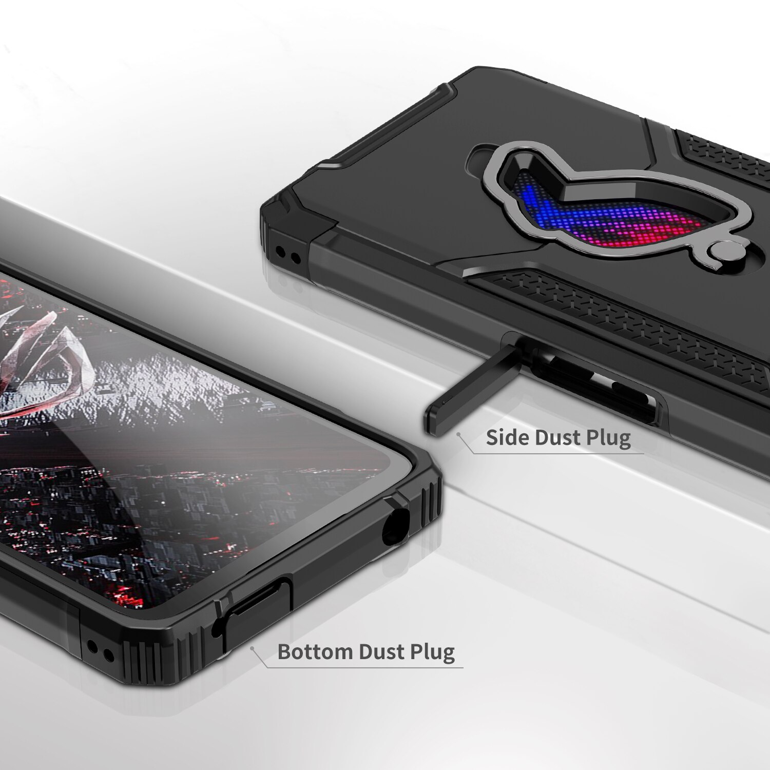 ZSHOW Armor Case for ASUS ROG Phone 5 5s Case Air Trigger Compatible with Kickstand Dust Plug Protection for ROG Phone 5s