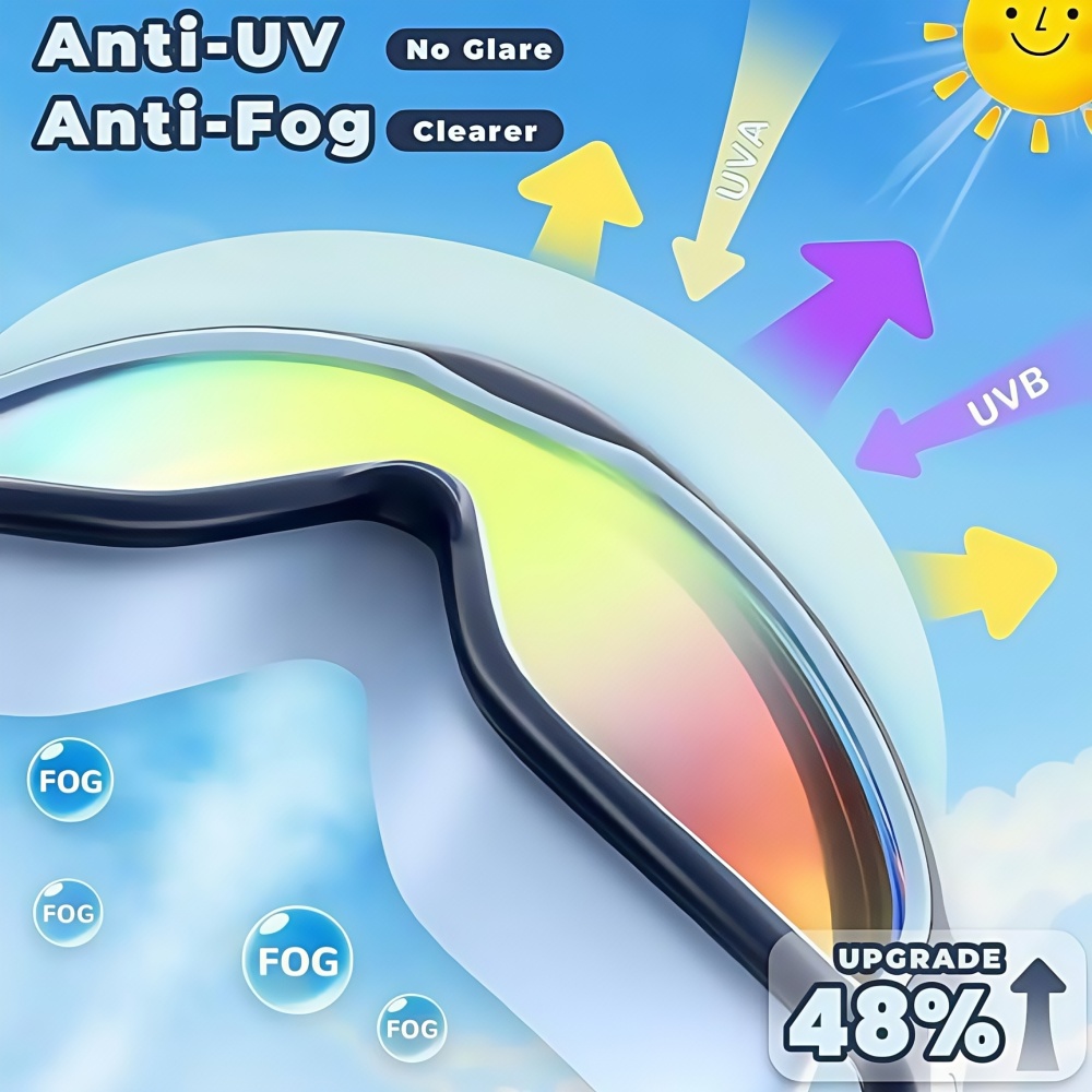 Kids Large Frame Swimming Goggles Colorful Anti-Fog UV380 Protection Clear Vision Goggles for Children And Youth (3-14 Years)