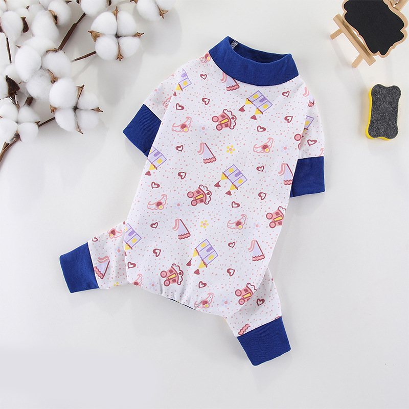 Pet Dog Clothes for Small Dogs Dog Jumpsuits Cute Print Puppy Pajamas Soft Cotton Pet Cat Jumpsuits Chihuahua Clothes: L / Silver