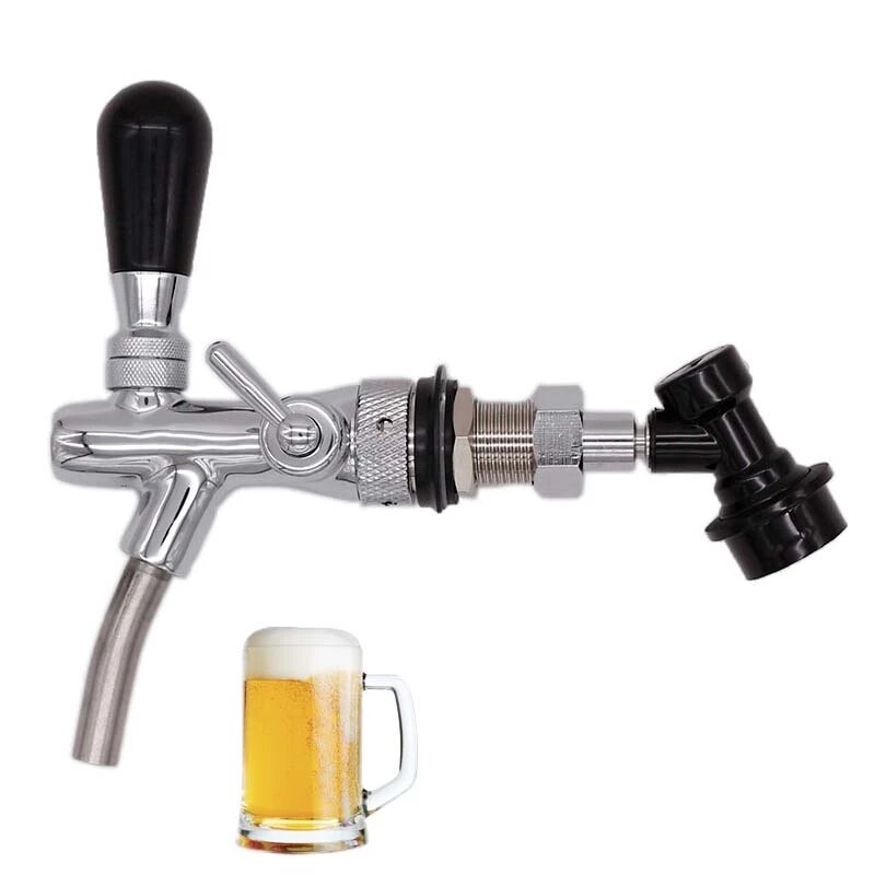 Beer Faucet &amp; Adjustable Tap Beer Shank Chrome Tap Plating With Ball Lock Disconnect Liquid For HomeBrew Cornelius Keg Dispenser