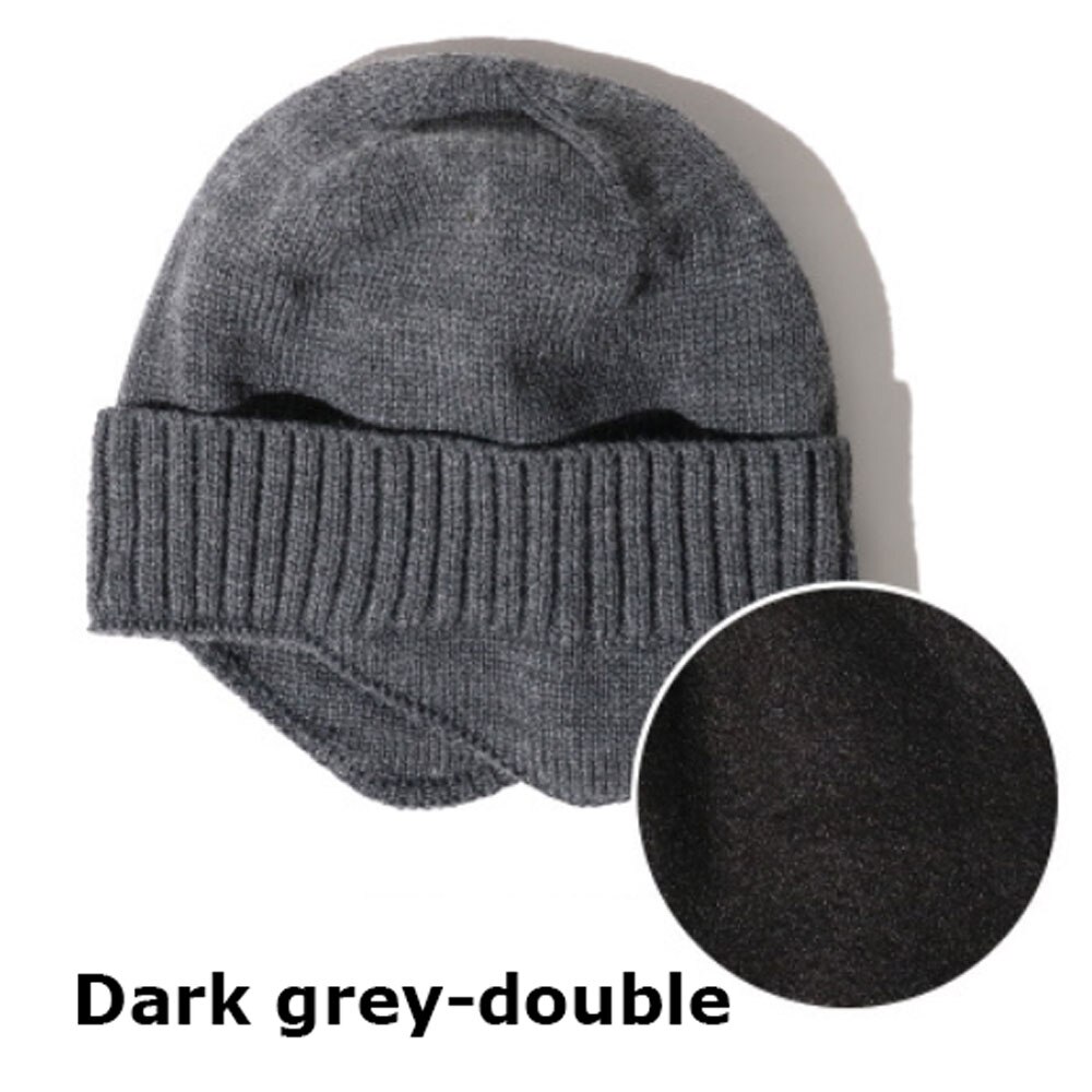 Bonnets de Ski à la pour hommes et femmes, en tricot, pour l'extérieur, extensibles, décontractés, doux et chauds, hiver: Dark grey double
