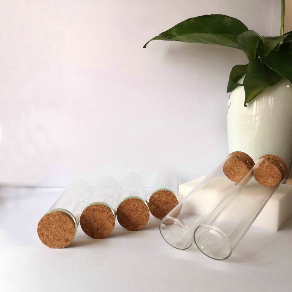 Tubos de ensayo de vidrio con tapón de corcho para laboratorio, frascos de almacenamiento de botellas, frascos de boda, 30x120mm, 60ml, 8 unids/lote