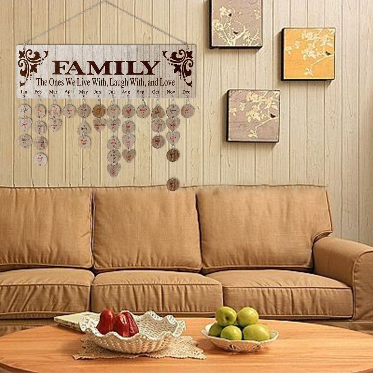 Birthday Family Birthday Calendar Hanging Board DIY Wood Calendar Board Reminder Handmade Wall Plaque Home Decor
