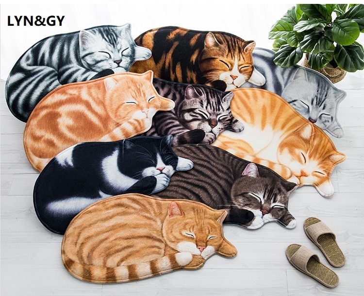 LYN & GY Japon Style Chat Forme Tapis de Sol Anti-dérapant Cuisine Tapis Toilettes Tapete D'absorption D'eau antidérapant Tapis Porche Paillasson