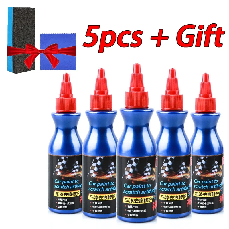 5PCS blauwe kwast voor autokrasreparatieoplossing voor het verwijderen van vlekken, krasreparatiemiddel en krasvrije was en: YELLOW