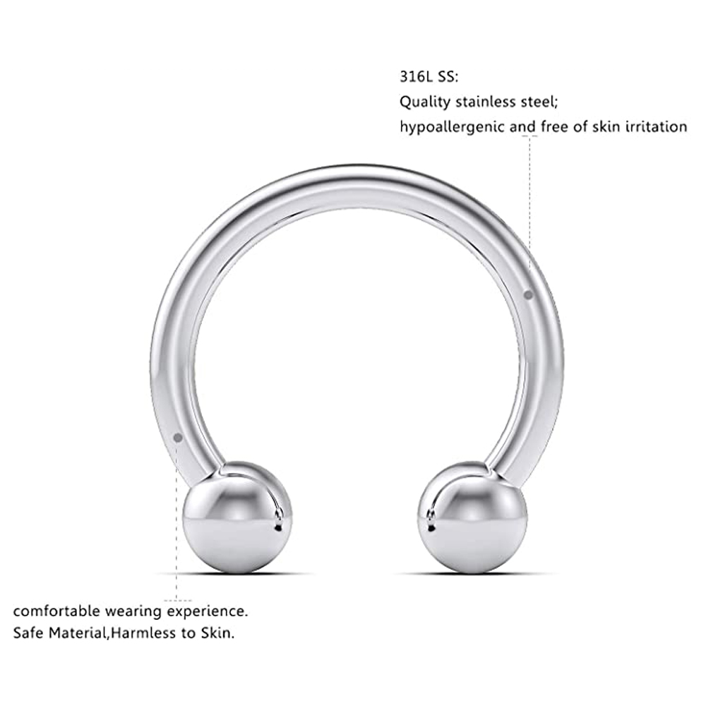 2 uds/12 Uds retenedor de tabique acrílico transparente y acero quirúrgico anillos para la nariz aro herradura cartílago Tragus tabique anillo Piercing corporal