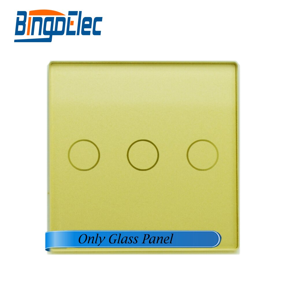 Panel glass, can be used with Bingoelec socket module and any frame, switch module, providing assembly and customization service: 3G Glass Gold