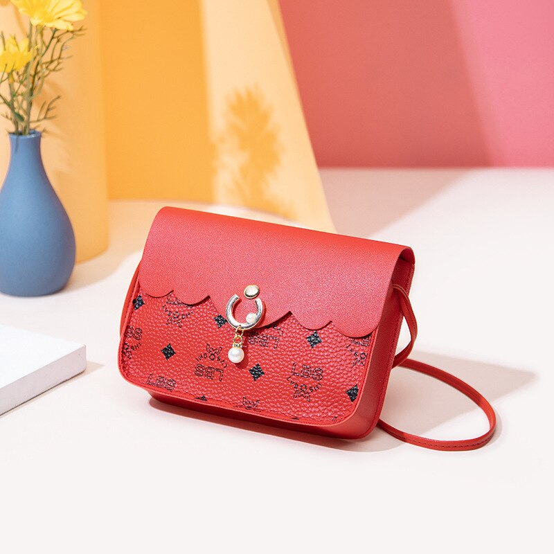Mini Square Shoulder Bag PU Leather Women Chain Crossbody Stone Pattern Shoulder Bag Chain Handbag: Red