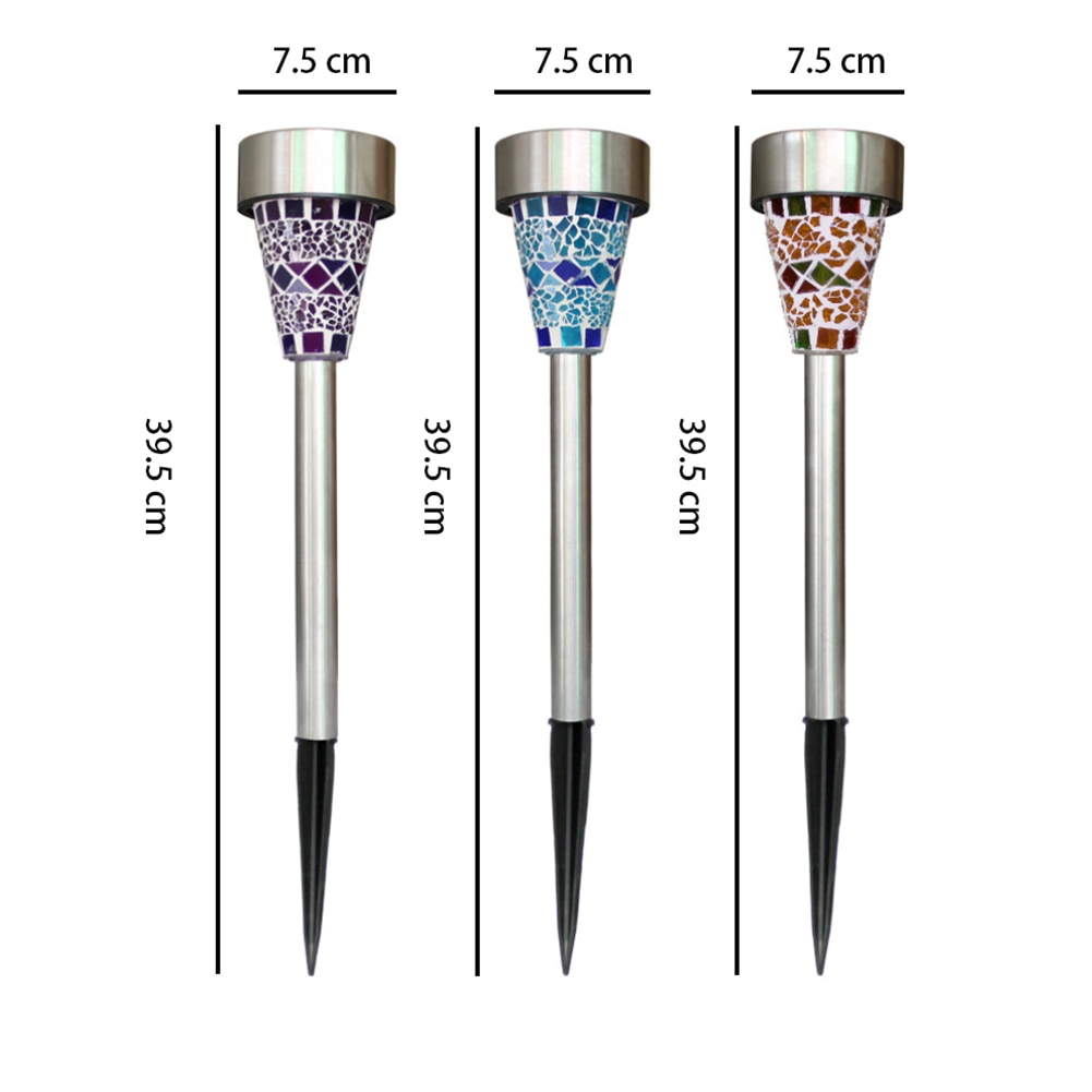 Solar Tuinverlichting Outdoor Decoratieve Mozaïek Glas Pathway Led Solar Landschap Verlichting Voor Gazon Path