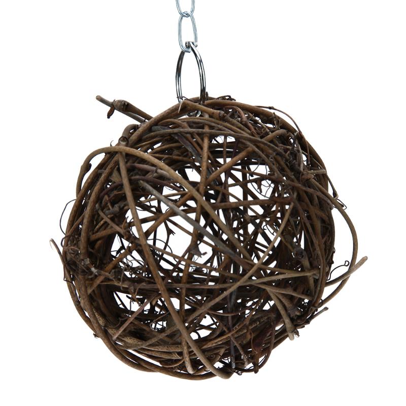 Juguetes Para loros para mascotas, juguete para pájaros, anillo de ratán Natural para morder, Bola de ratán para loro, Guacamayo, juguete para morder,