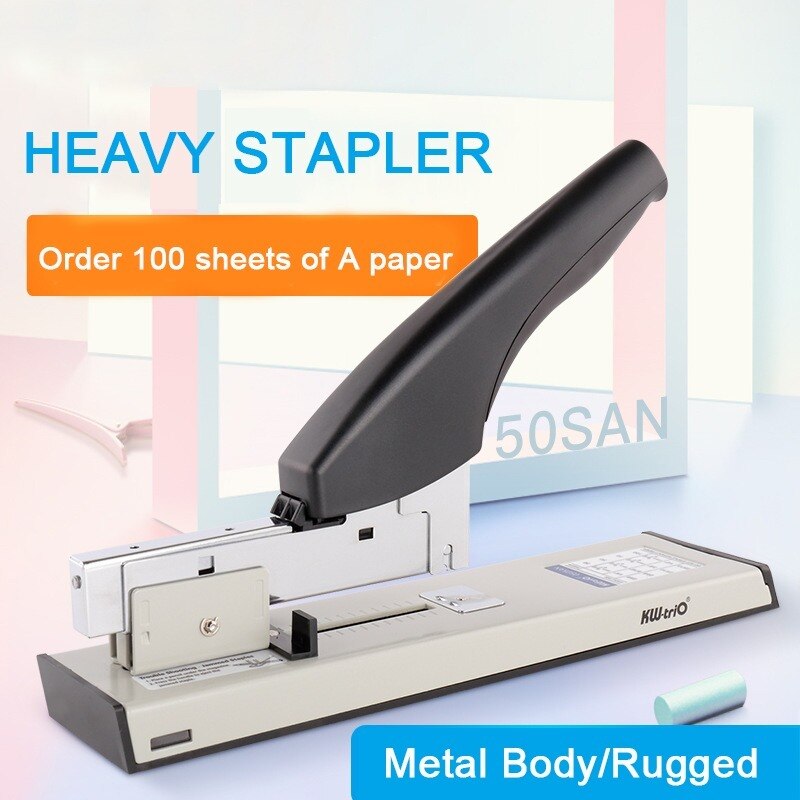 Heavy Type Duty Metal Stapler Bookbinding 100 Sheet Capacity Office Tools Fit Staples 23/6, 23/8, 23/10,23/13