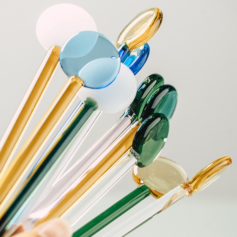 Cucharas de té de vidrio transparente, agitadores de vidrio para café, té, Espresso, resistentes al calor, sin tóxicos, cuchara de vidrio de borosilicato