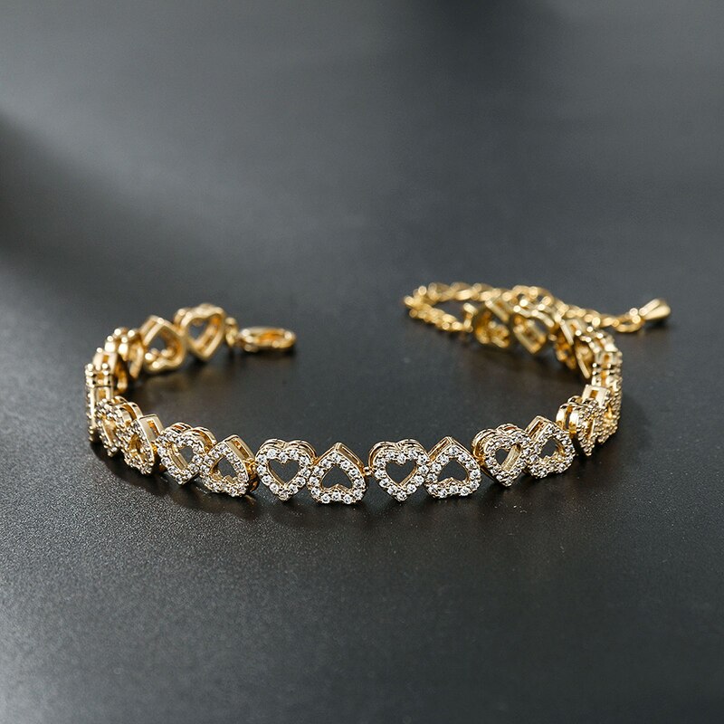 WEIMANJINGDIAN Brand Heart Shape Cubic Zirconia CZ Crystal Bridal Wedding Bracelets