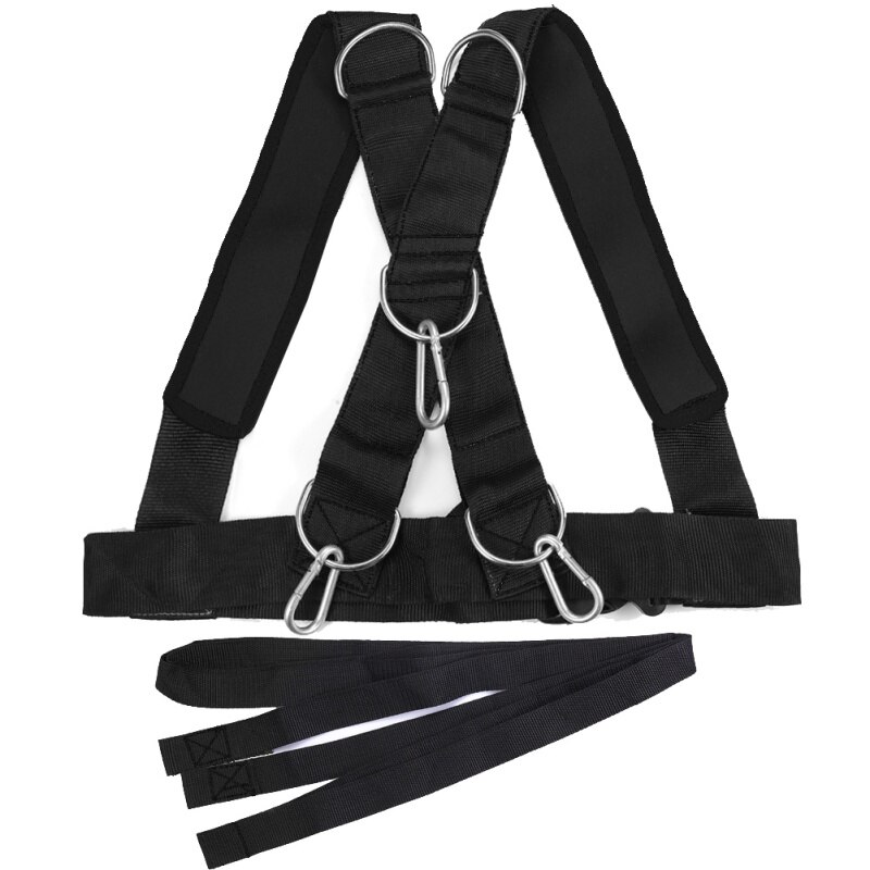 Resistance Trainer Sled Harness Workout Assistance Physical Training Resistance Rope Kit Speed Shoulder Weight Training Straps: black