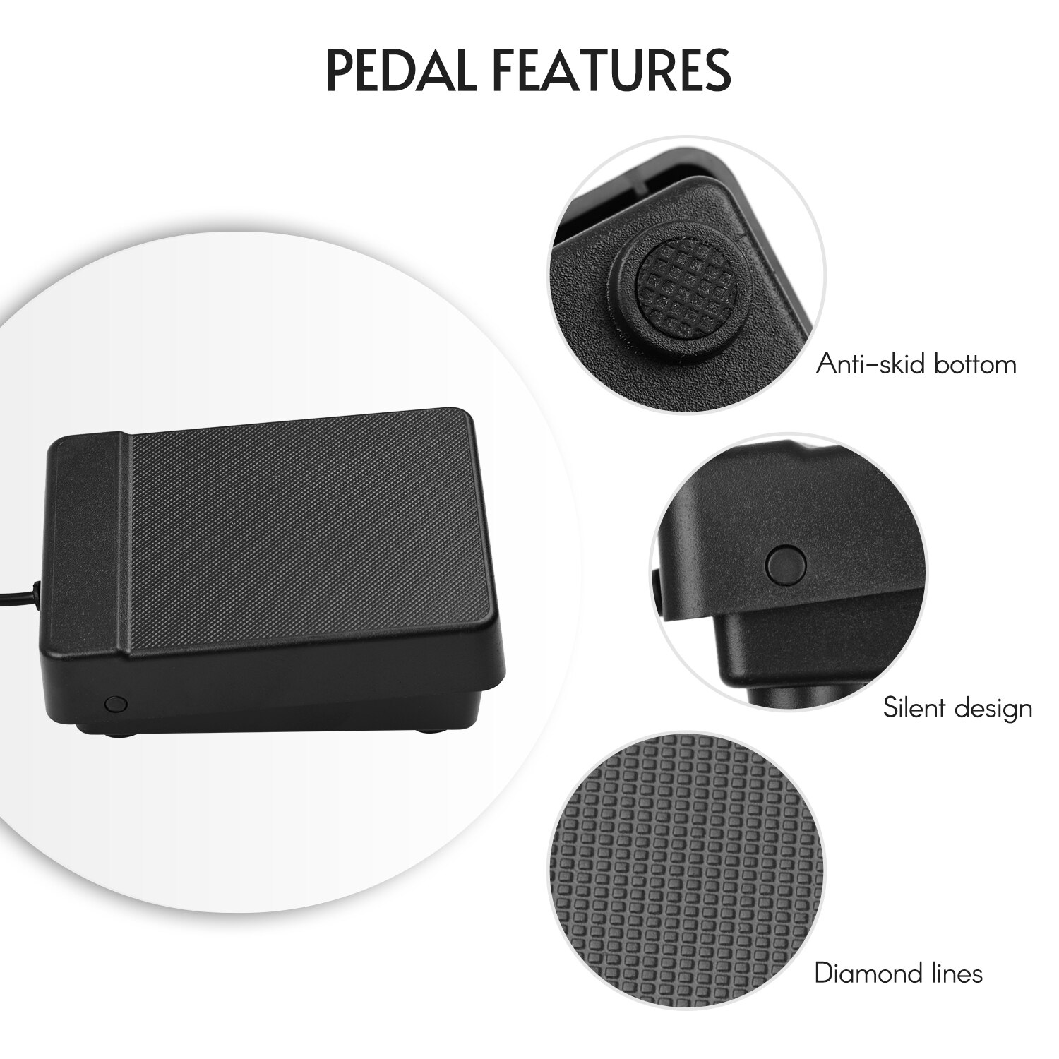 6.35mm Interface Compact Sustain Pedal Universal Single Pedal for Roll Up Electronic Piano Keyboard Elctronic Roll Up Drum