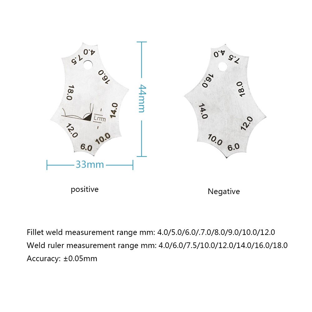 2pcs Stainless Steel Welding Gage Fillet Weld Tee Joint Weld Seam Test Ulnar Inspection Ruler