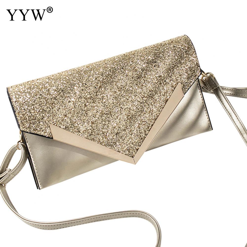 Mode Lovertjes Envelop Clutch En Schoudertas Goud Zwart Messenger Tote Bag Voor Werk Zakelijke Banket Party Koppelingen Purse