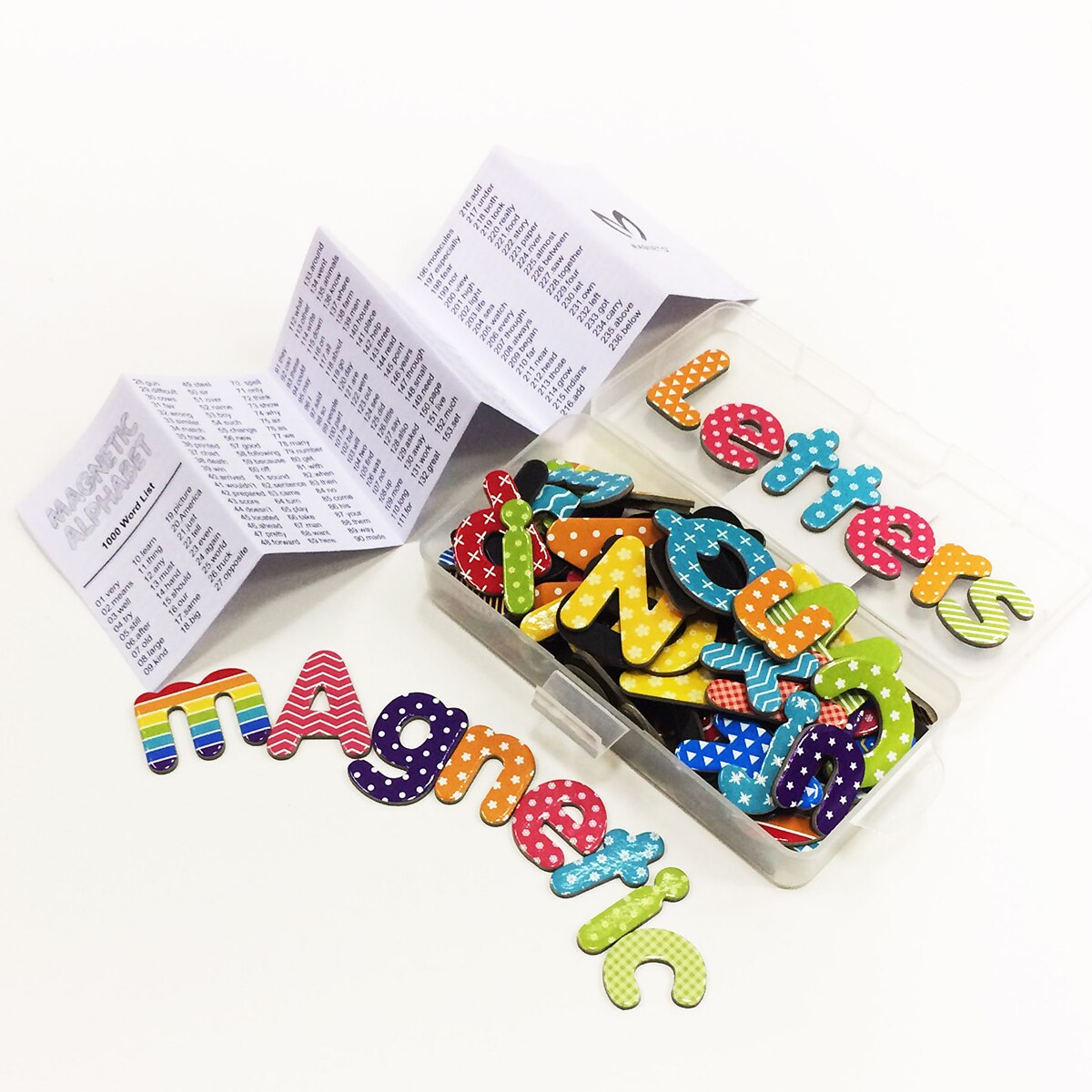 100pcs Magnetic Letter Alphabet, alphabet, capital letters uppercase and lowercase letters Box 1000 word list