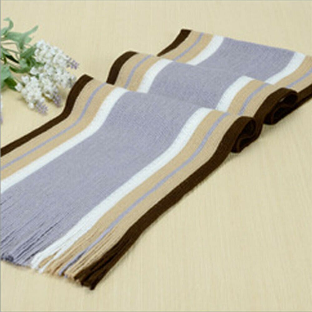 Bufandas clásicas a rayas para hombre, cálido con borla chal de Cachemira, bufanda suave encantadora, color negro, gris, café, rojo, Beige, 180cm, de invierno: Gris claro