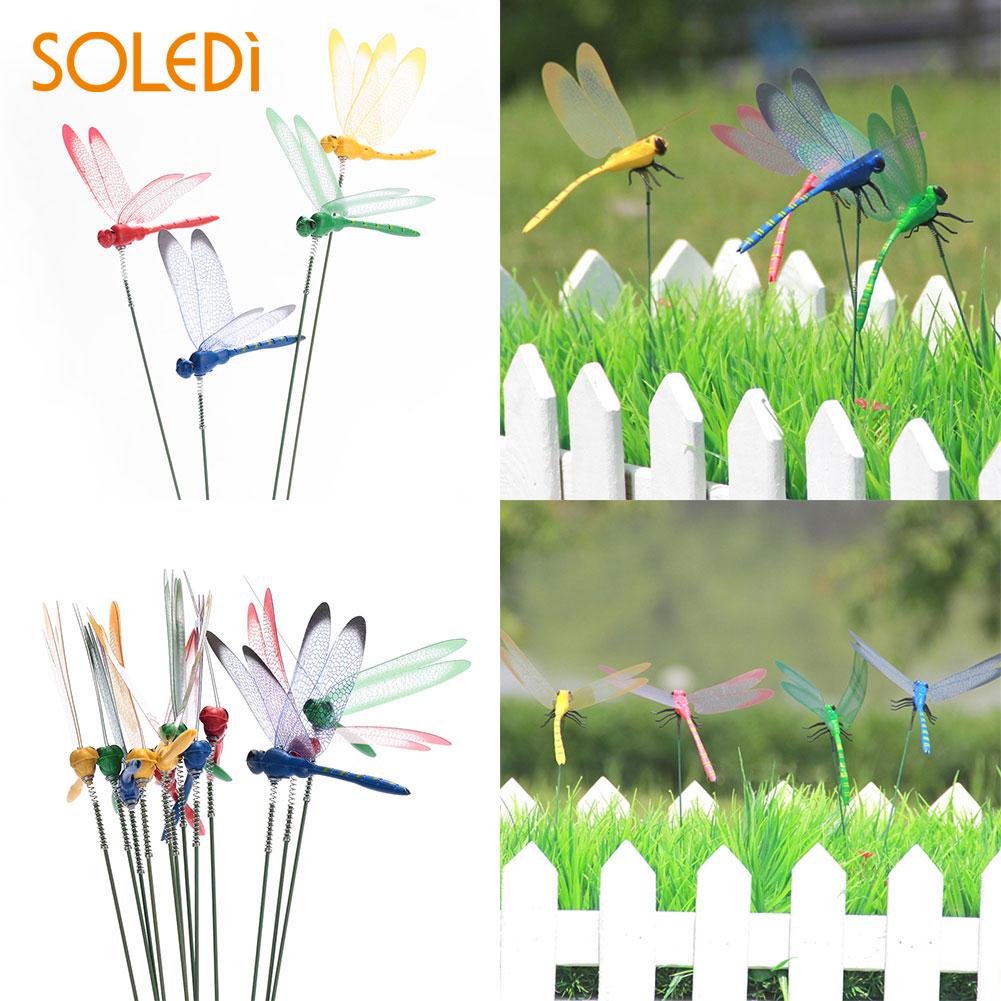 Dragonfly Garden Decor Lifelike Garden Art Garden Ornament 3D Double Lawn Decoration Gardening