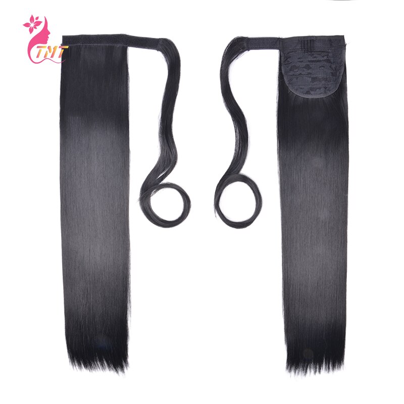 22 Inch Silky Straight Hair Extension Clip In Paardenstaart Haarstukjes Voor Vrouwen Synthetisch Haar Wrap Around Paardenstaart Natuurlijke Kleur