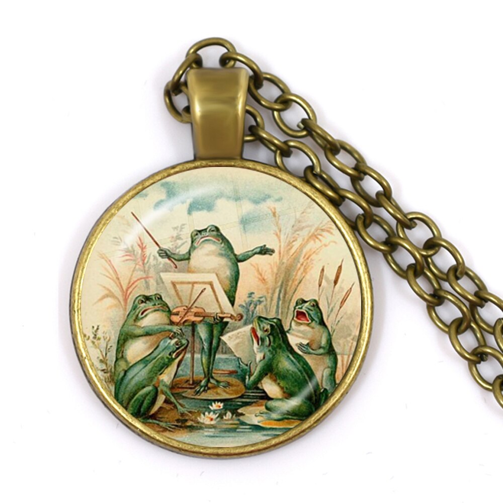 Nouvelle chaîne artisanale Vintage grenouille fée pendentif collier verre Cabochon femmes charme bijoux colares e correntes feminino