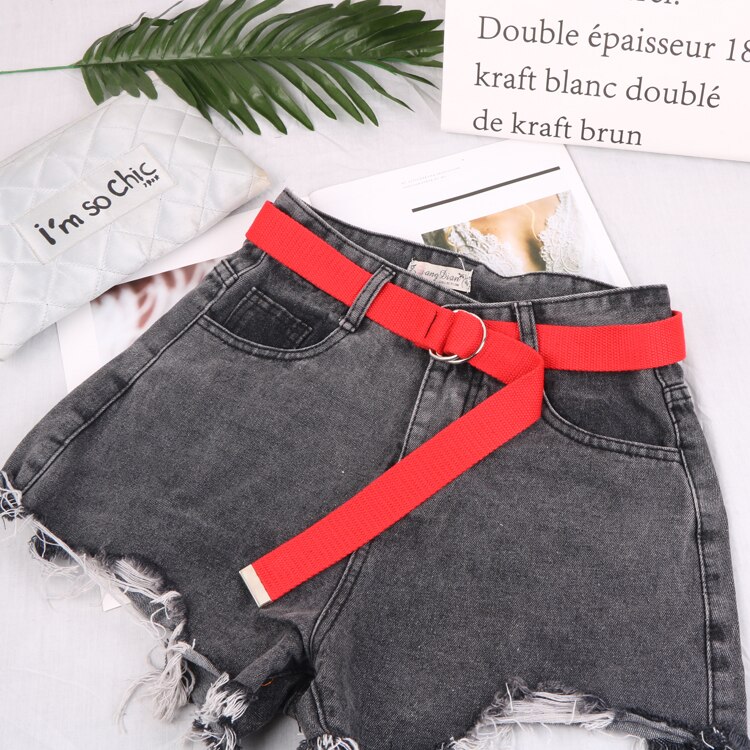 D ring spænde bælte harajuku lynlås all-match ultra lang lærred bælte elskere kort ensfarvet langt bælte 110cm lang