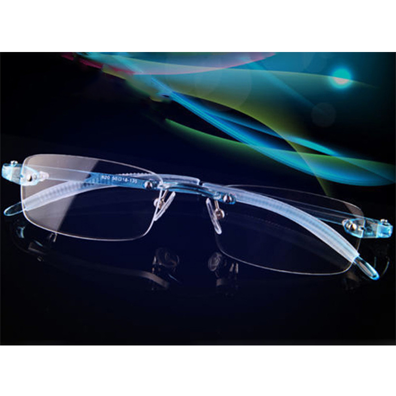 TR90 gafas sin marco para hombres y mujeres gafas azul ultraligero monturas flexibles elásticas transparentes lentes transparentes: Azul