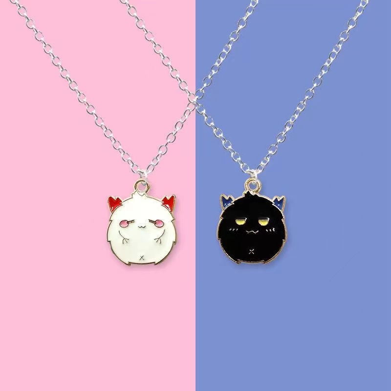 Collar pequeño diablo blanco en la espalda, gargantilla de cuello con cadena para clavícula para mujer, joyería, , gratis