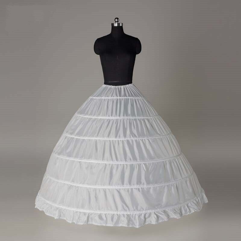 Enagua blanca barata para adultos, trajes de boda, 3 aros, 6 anillos, 4 anillos, accesorios de vestido de novia, ropa interior elástica: 6 Hoops