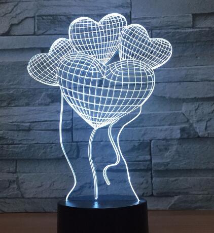 Valentinstag 3D Lampe LED-nachtlicht 7 Farben Tisch lampe Wohnkultur Birne berühren Sensor Luminarias für Frau: Liebe 9