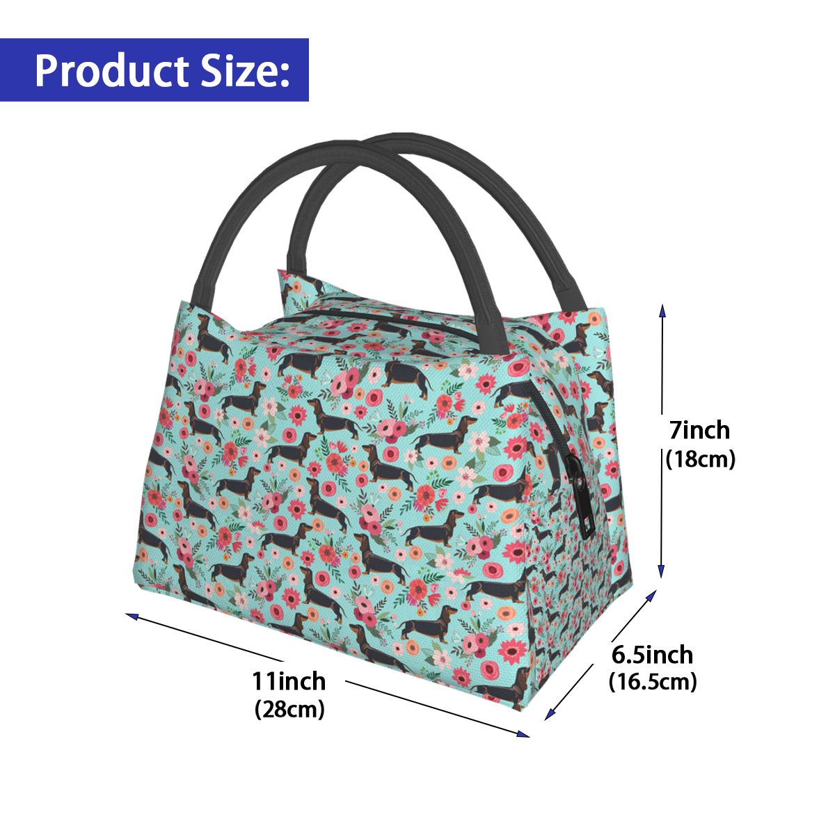 Cartoon Teckel Print Lunch Tassen Voor Vrouwen Portable Insulated Warm Koeler Handtassen Thermische Voedsel Picknick Bag Kids Mannen Lunchbox