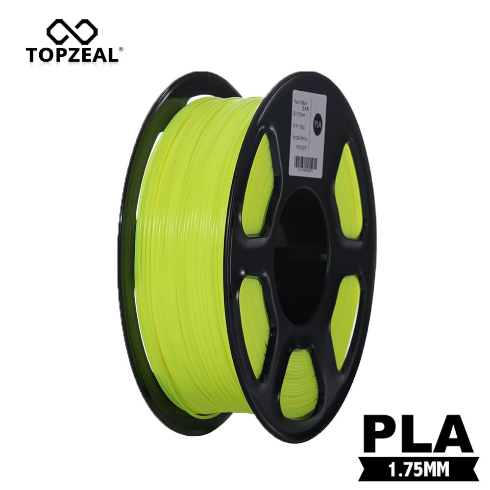 Topzeal Fluo-Geel 3D Printer Pla Gloeidraad 1.75 Mm 1Kg Voor 3D Natuurlijke Materialen 3D Printer Supplies