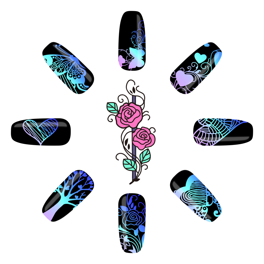 NICOLE DAGBOEK Vlinder Liefde Ronde Stempelen Plaat Valentine Series Hart Boom Nail Art Image Plate Romantische-05
