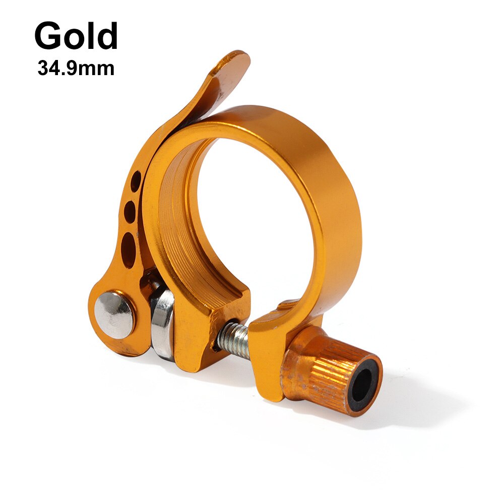 1PC Bike Alloy Tube Clip Quick Release Seatposts Clamp Saddle Bicycle Retaining Bolt Cycling Fixed Repair Part Seatposts Clamp: gold	34.9mm