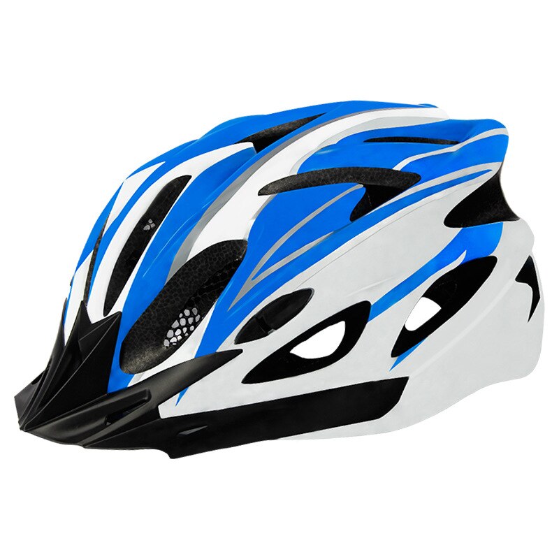 ZOUZHAN road and mountain bike helmet, one-piece cool bicycle helmet, protective outdoor helmet for men and women: Blue and white