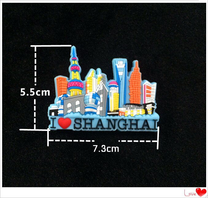 Mjuk rabber kylskåpsmagneter shanghai stad naturskön rundtur souvenirer kylskåp magneter kinesisk stil kylskåpsmagnet souvenir