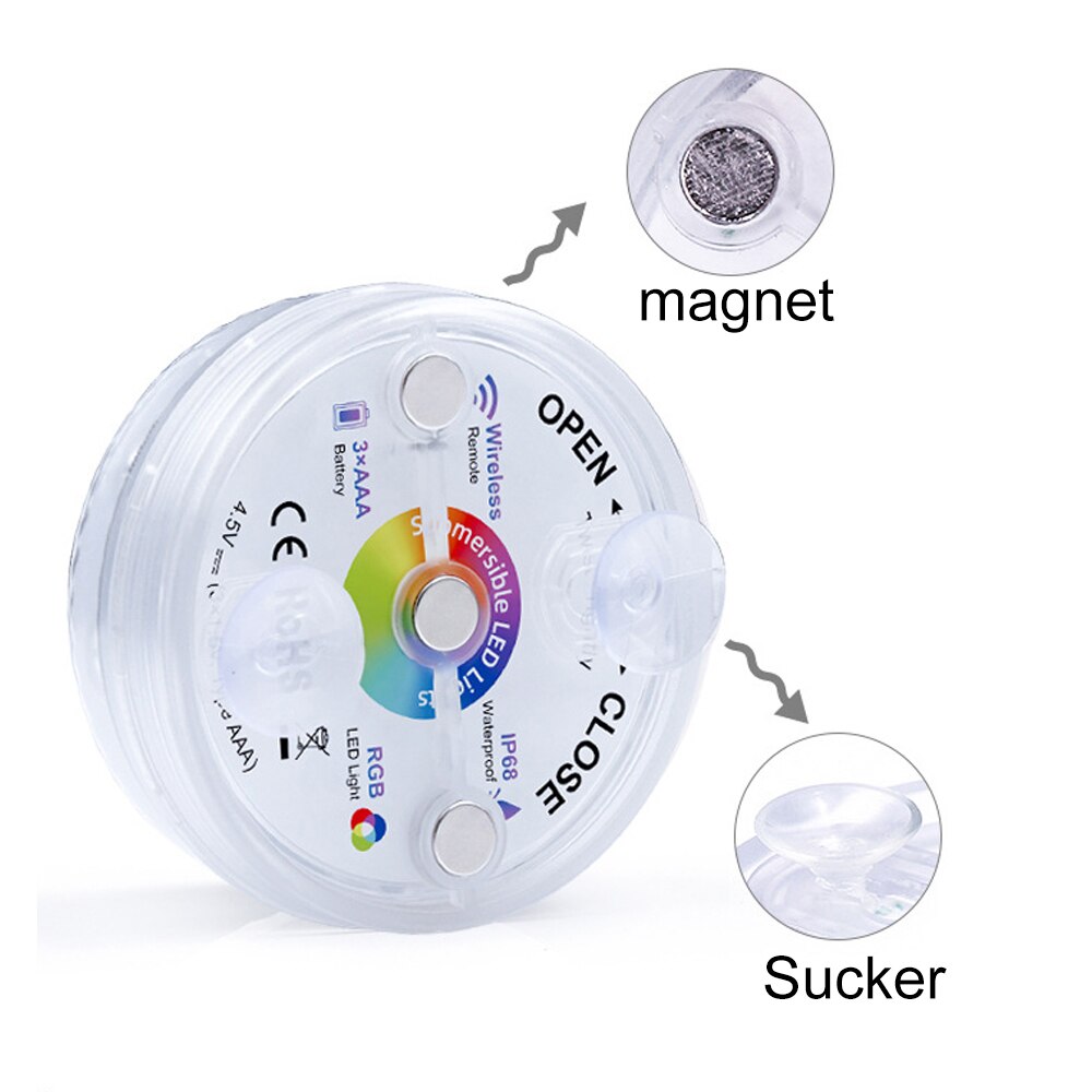 13 Led Remote Control RGB Submersible Light AA Battery Operated Underwater Night Lamp Outdoor Vase Bowl Garden Party Decoration