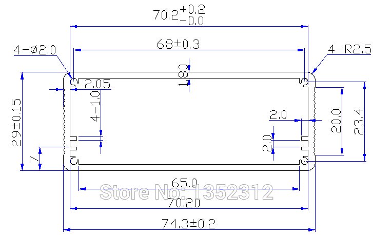 One pcs 74*29*100mm aluminum box for electronic project electrical power case DIY junction control switch outlet meter case