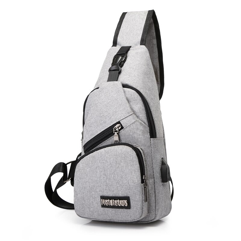 Men's Crossbody Chest Bags Men USB Charging Headphone Plug Messenger Oxford Shoulder Bag Diagonal Package Travel