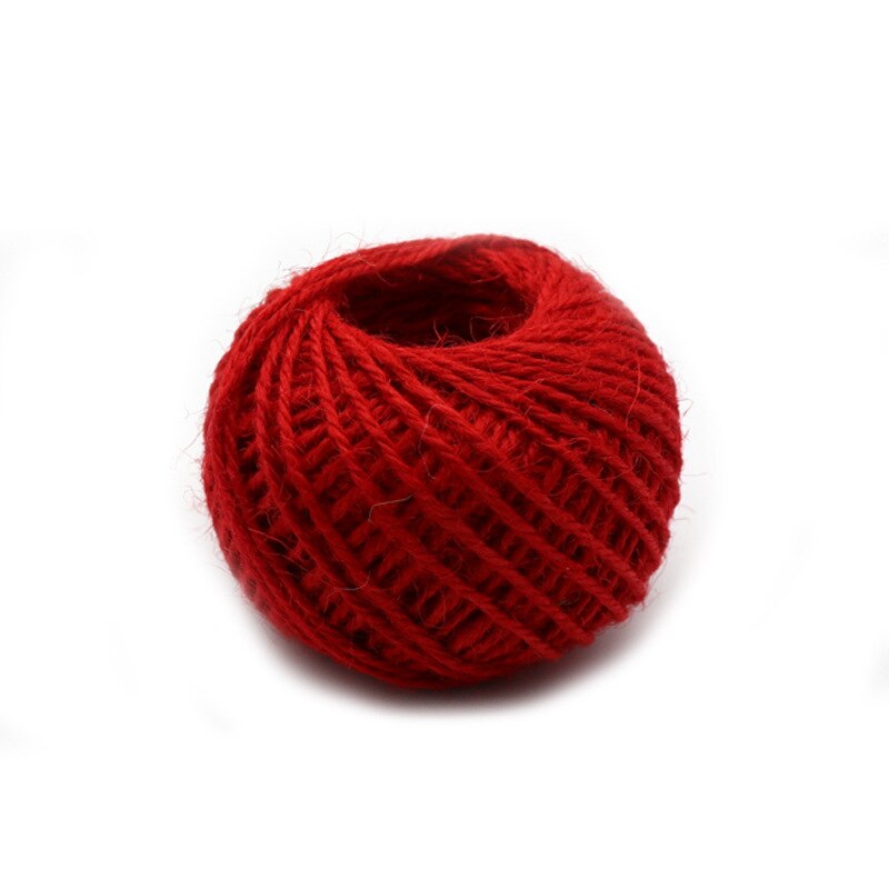 50 m handgemaakte diy kleuren henneptouw 2mm kleuren gevlochten touw fotowanddecoratie kersttouw touw: 7 felrode