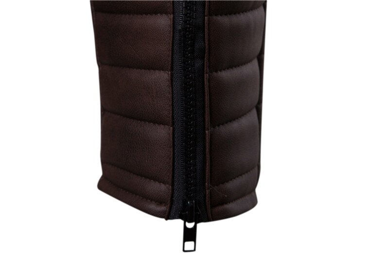 Obique Zipper Motorcycle Leather Jacket Men Stylish Striped Winter Windproof Casaco Masculino PU Leather Jackets Coats Mens