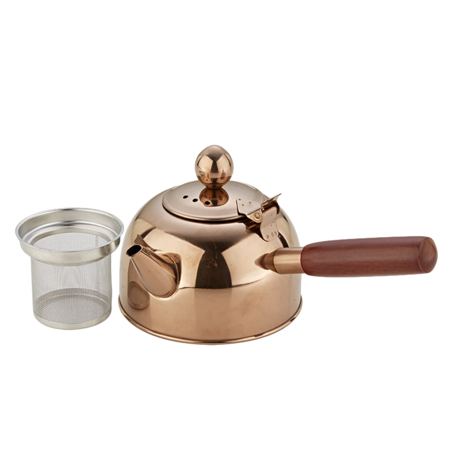 Waterkoker Roestvrij Staal Houten Handvat Thee Pot Kokend Water Fles Koffie Keuken Kookplaat Inductie Drinkware Voor Gasfornuis: 680ml Rose gold