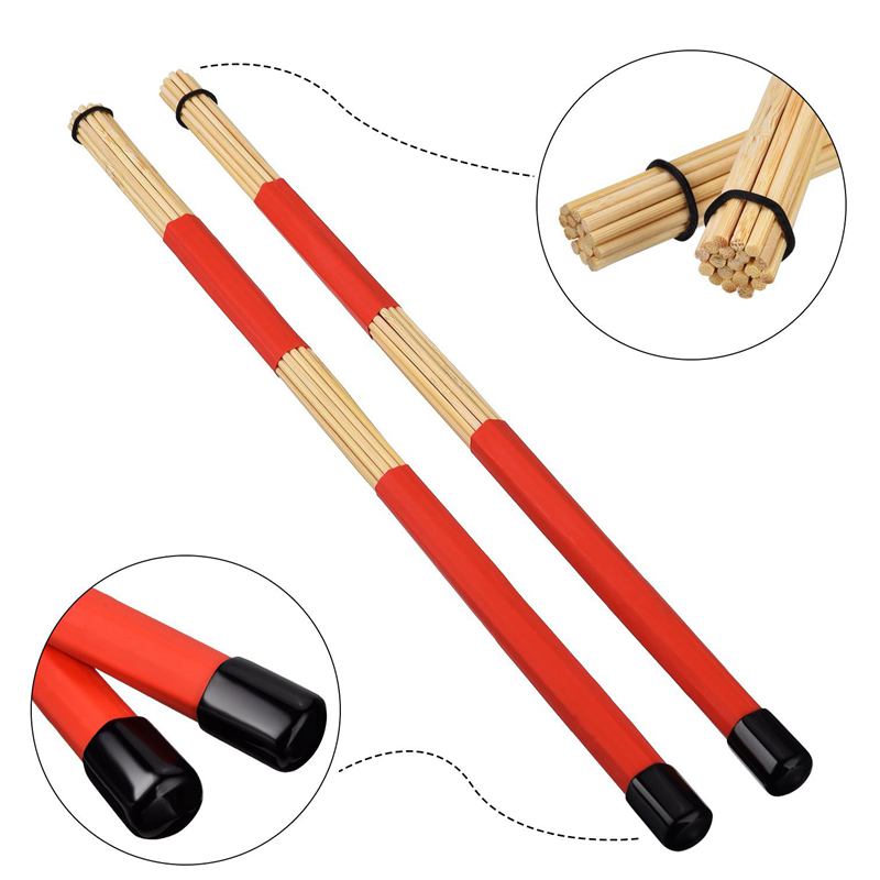 1 Pair Drum Brushes Retractable Wire Brushes Drums Drum Sticks Brush + 1 Pair Rods Drum Brushes Sticks Drum Stick Set