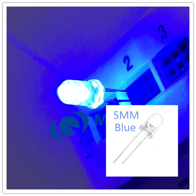 100 Pcs Blauw 5 Mm Ronde Super Bright Emitting Diode Led Lamp Lamp Licht 5000MCD