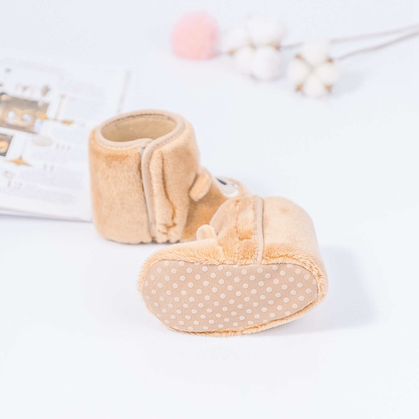 Zimowe maluch buty dziecięce moda dziewczynka chłopcy 3D kreskówka niedźwiedź uszy ciepłe buty stałe zamazany Liczba Piłki buciki buty dziecięce 0-18M