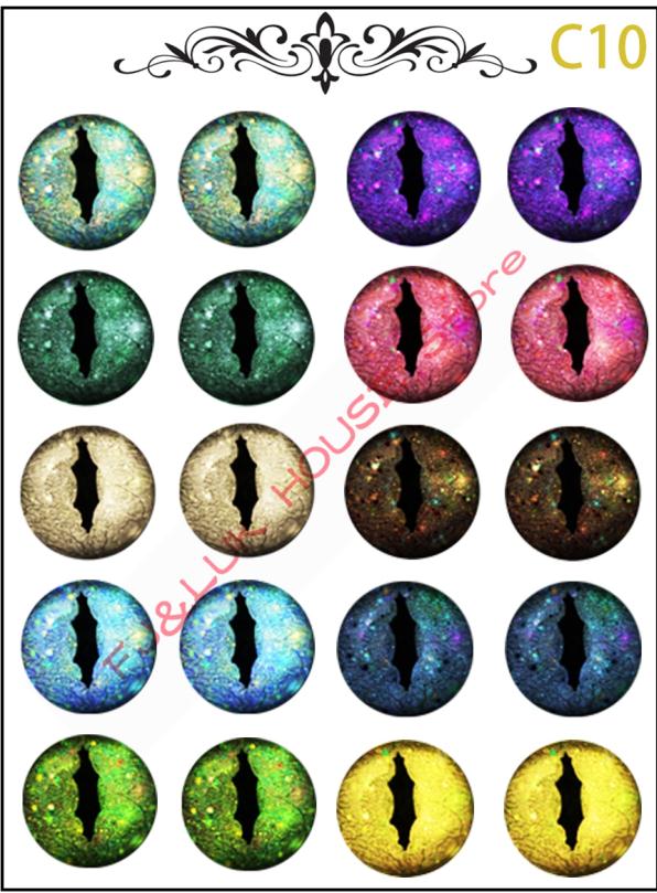 10 paren/set Stralende Kat Ogen Chips Patroon DIY Star Shining Kat Ogen Stijl voor DIY Maken Blyth BJD Poppen Oog DIY Gereedschap: C10