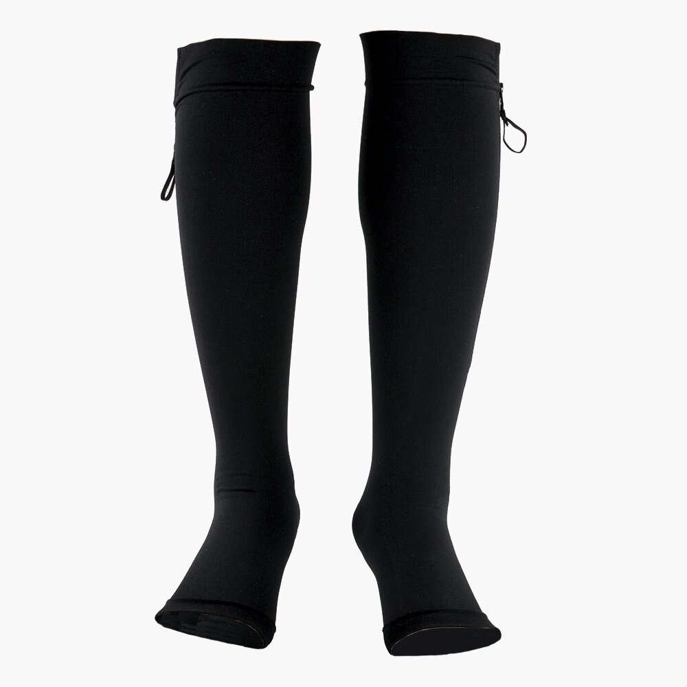 Calcetines elásticos con punta abierta y cremallera para hombre y mujer, medias deportivas de con compresión de tubo medio y venas varicosas, tallas S, M, L, XL, XXL, 3XL, 4XL, 5XL